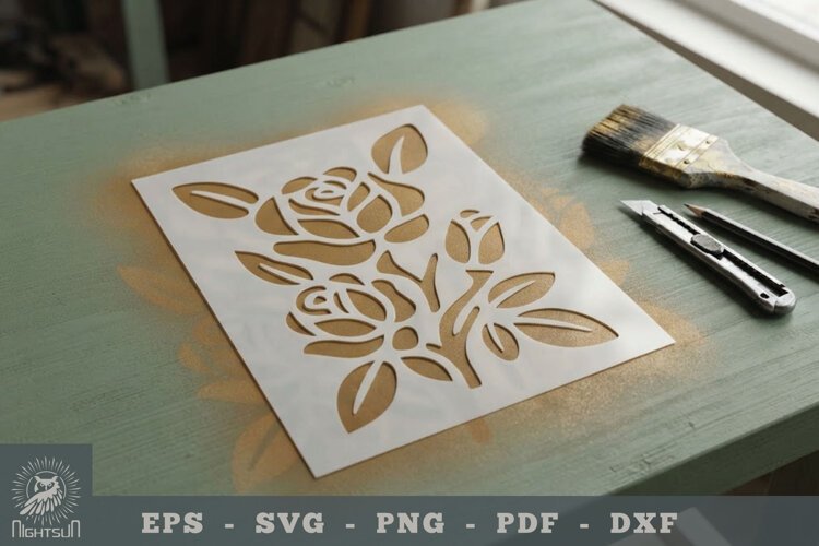Flower Stencil Template 09 example image 1