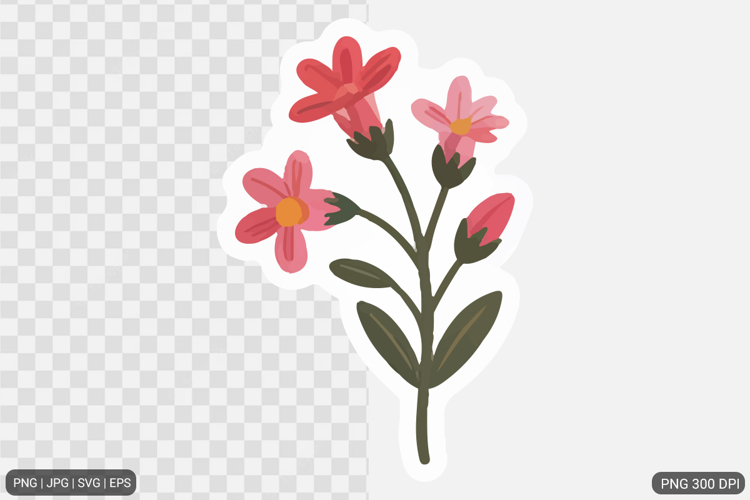Cute Flower Sticker Design SVG PNG