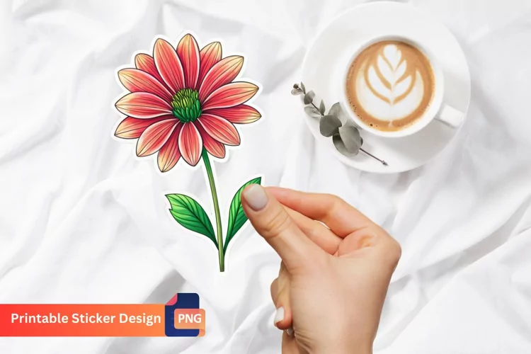 Flower Sticker, Decorative Floral Sticker, Tropical Flower