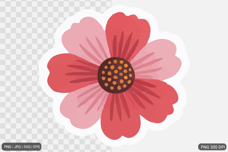 Cute Flower Sticker Design SVG PNG