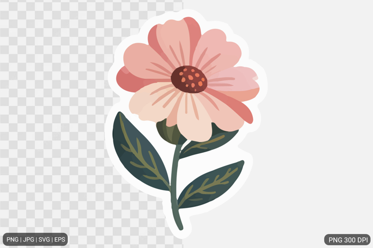 Cute Flower Sticker Design SVG PNG