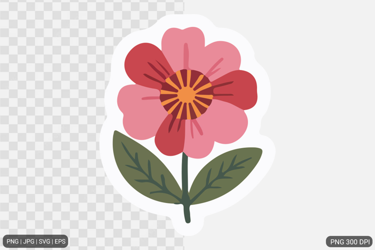 Cute Flower Sticker Design SVG PNG