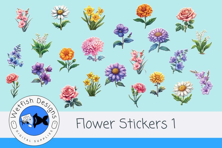 PNG Flower Stickers 1 example image 1
