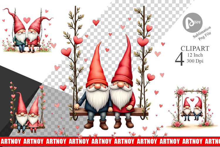 Flower Swing Gnome Clipart