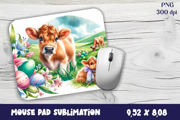 Cow Mouse Pad Sublimation - Easter Animal - Cow Sublimation