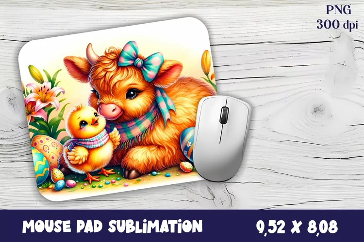 Cow Mouse Pad Sublimation - Easter Animal - Cow Sublimation