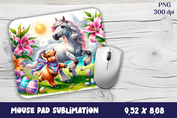 Mouse Pad | Farm animal sublimation - Easter Animal - hors example image 1