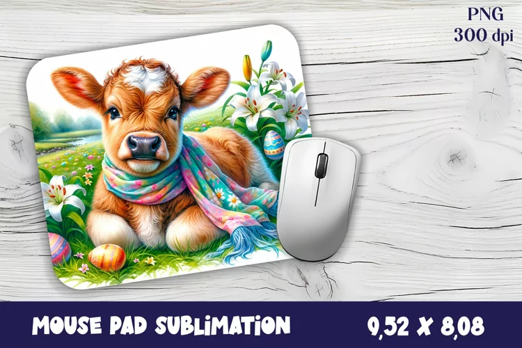 Cow Mouse Pad Sublimation - Easter Animal - Cow Sublimation