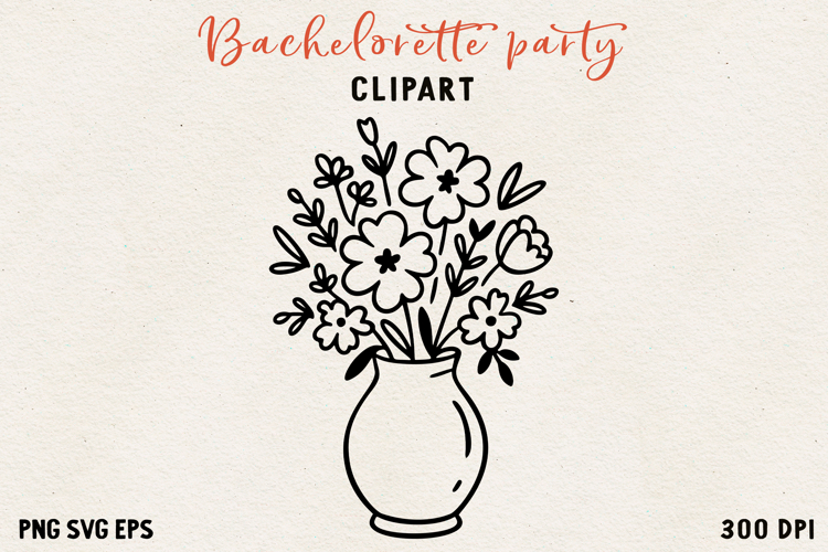 Bachelorette Party Line Art Clipart Bride SVG PNG EPS