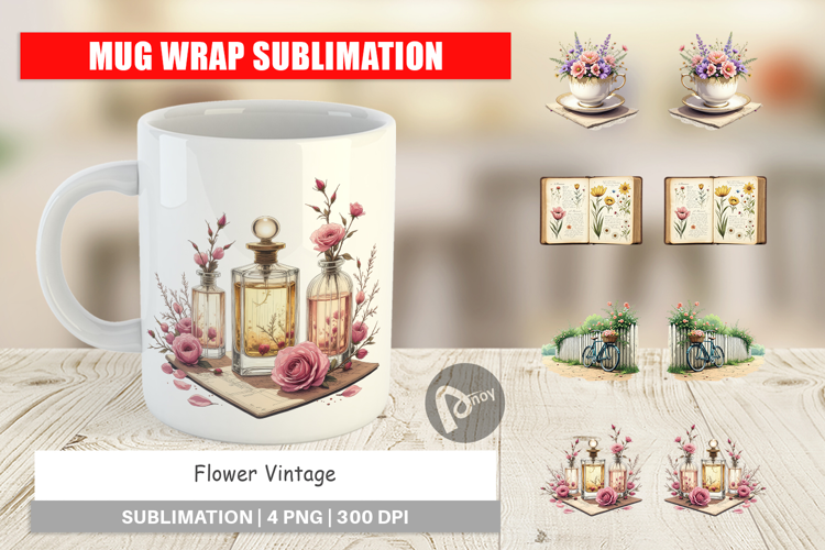 Mug Wrap Vintage Flowers