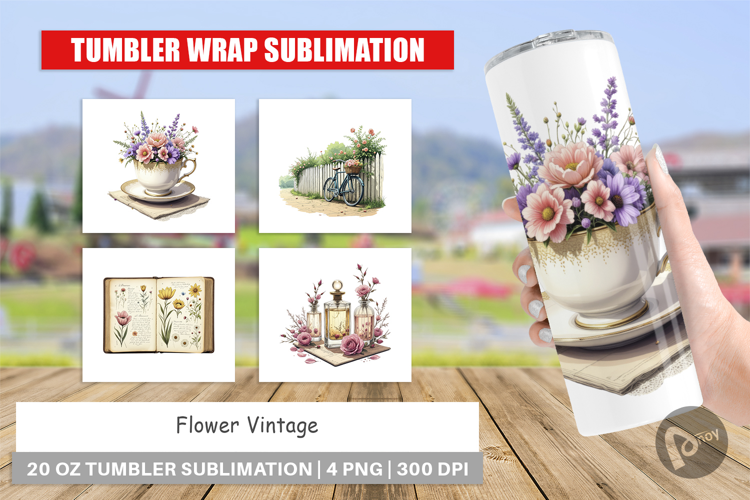 Tumbler Vintage Flowers