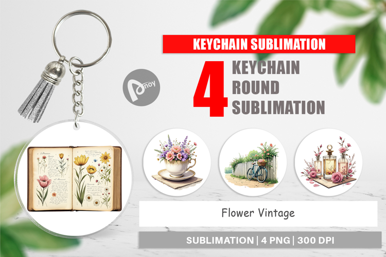 Keychain Vintage Flowers