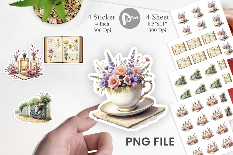 Vintage Flowers Sticker