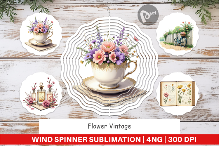 Wind Spinner Vintage Flowers