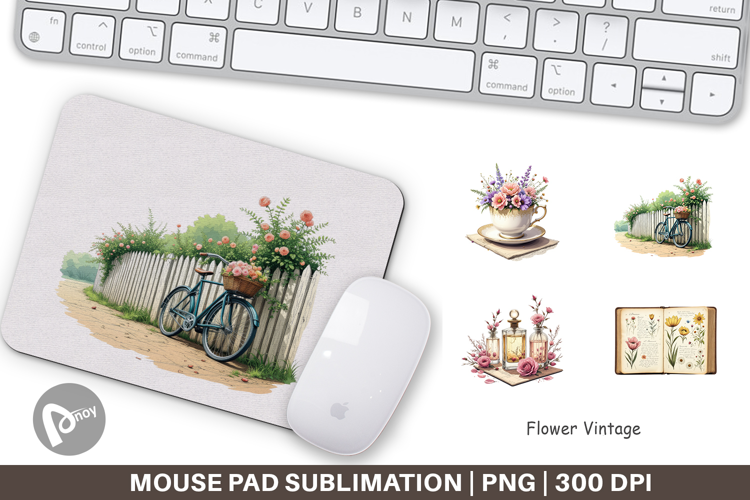 Mouse Pad Vintage Flowers