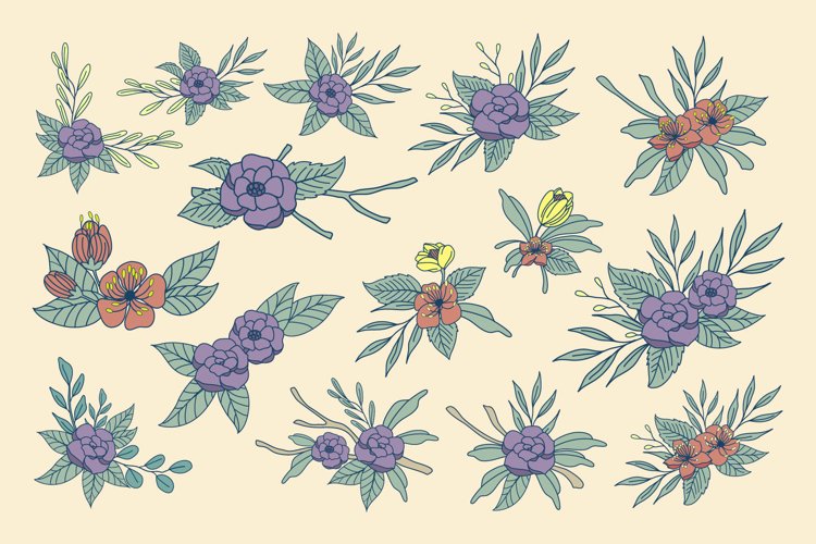 Flower Vintage Monoline Style Collection example image 1