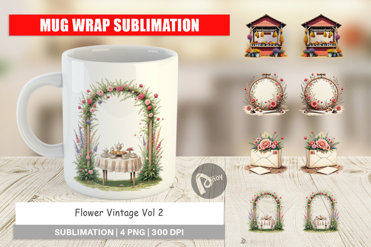 Mug Wrap Vintage Flowers