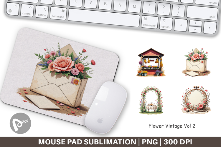Mouse Pad Vintage Flowers