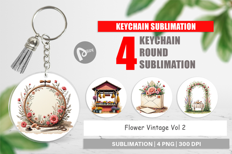Keychain Vintage Flowers