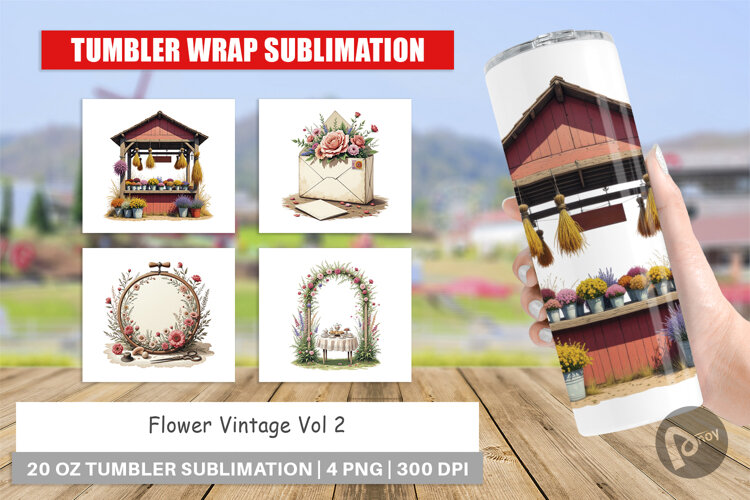 Tumbler Vintage Flowers example image 1