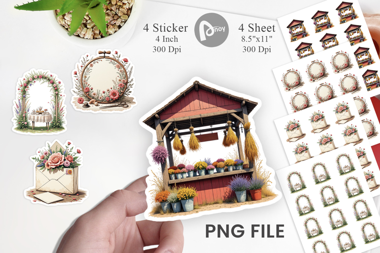 Vintage Flowers Sticker