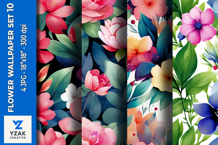 Flower Wallpaper Set 10 - Digital Paper Collection