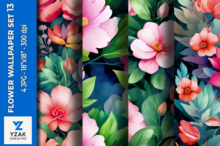 Flower Wallpaper Set 13 - Digital Paper Collection
