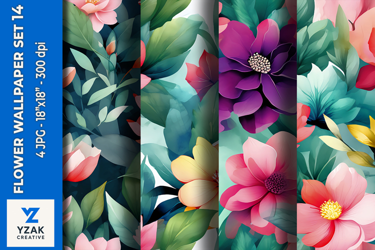 Flower Wallpaper Set 14 - Digital Paper Collection