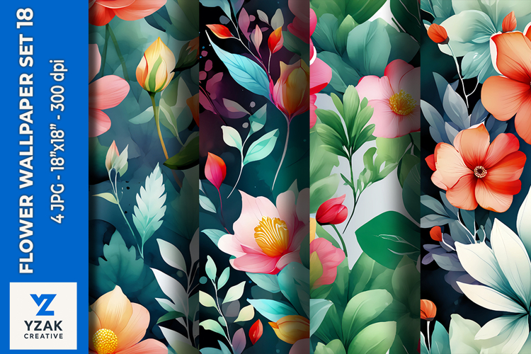 Flower Wallpaper Set 18 - Digital Paper Collection