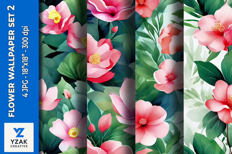 Flower Wallpaper Set 2 - Digital Paper Collection