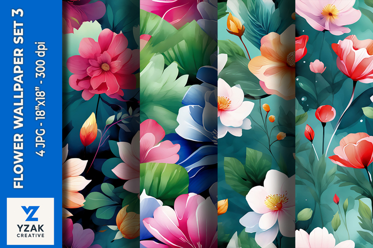 Flower Wallpaper Set 3 - Digital Paper Collection