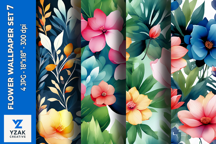 Flower Wallpaper Set 7 - Digital Paper Collection