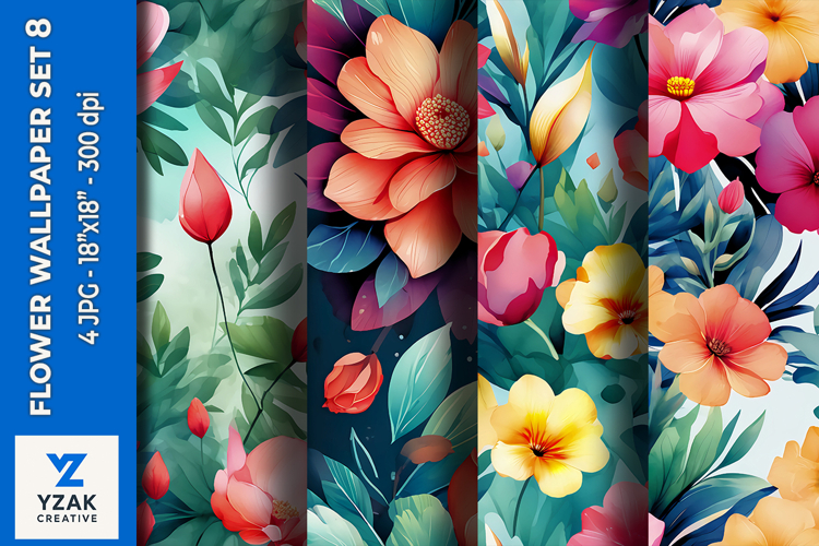 Flower Wallpaper Set 8 - Digital Paper Collection