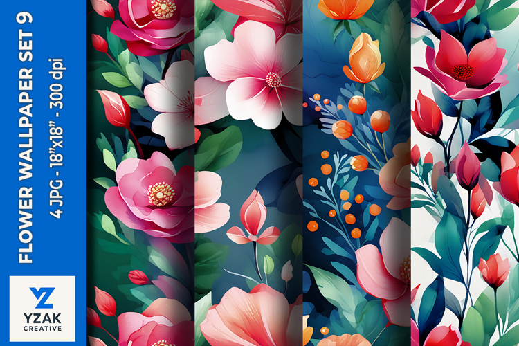 Flower Wallpaper Set 9 - Digital Paper Collection