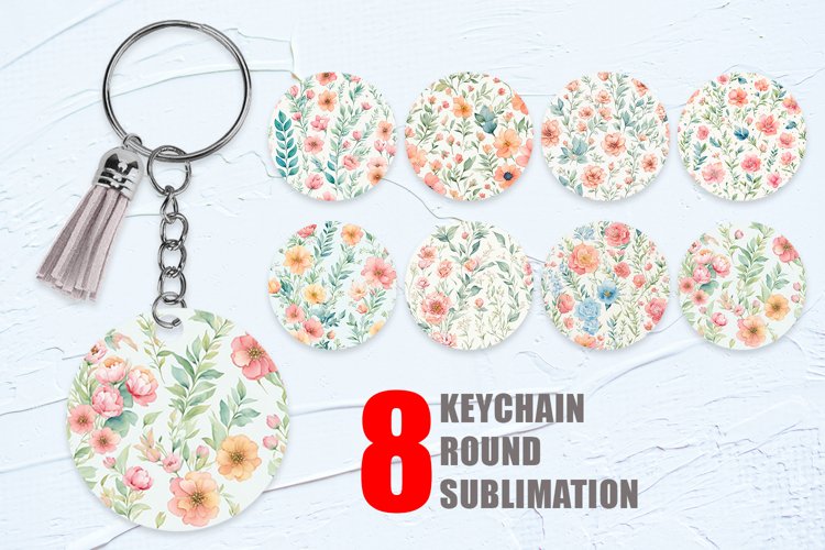 Keychain flower watercolor background | Keyring example image 1