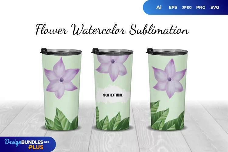 Flower Watercolor Sublimation Tumbler Wrap Design