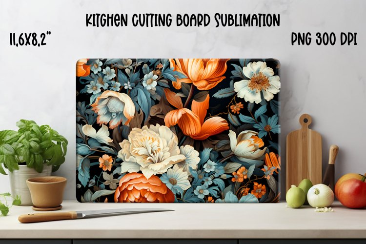 Vintage flower kitchen cutting board PNG sublimation