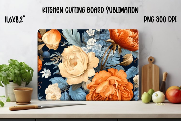 Vintage flower kitchen cutting board sublimation PNG design