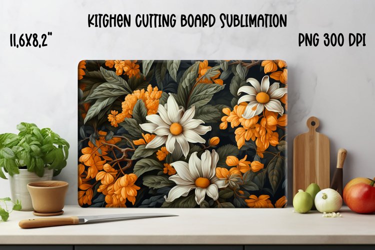 Orang flower kitchen glass board PNG design
