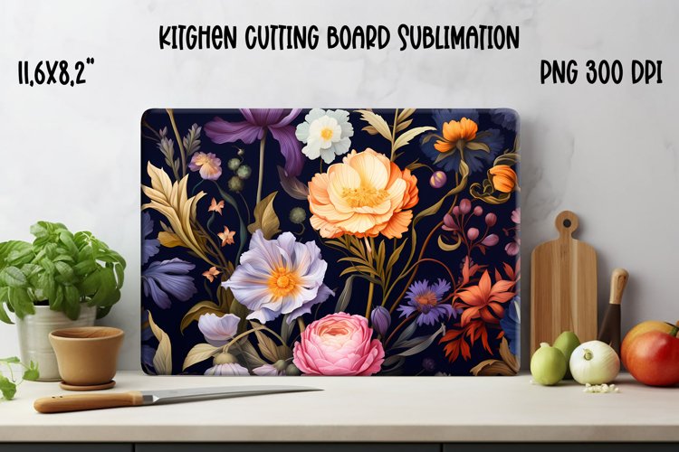 Flower kitchen cutting board | Board PNG design