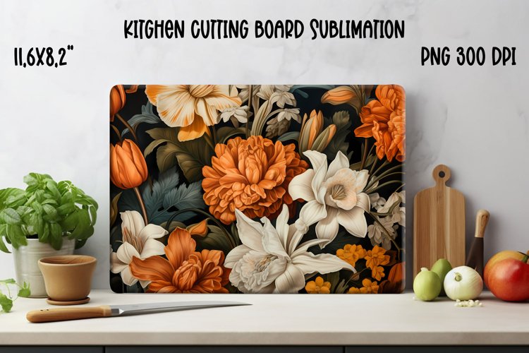 Orang flower kitchen glass board PNG design