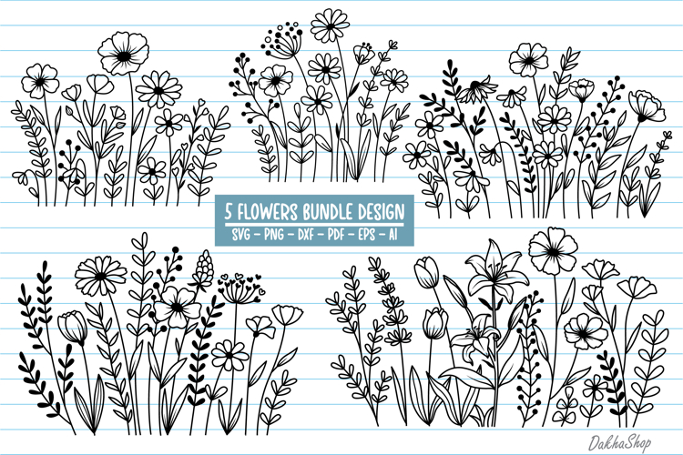 Flower Svg, Flower Meadow Svg, Wildflower Svg, flowers Svg.
