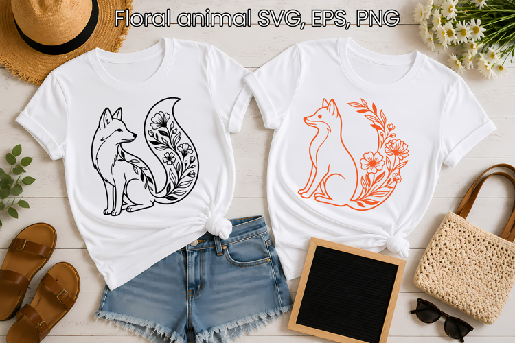 Floral Fox SVG Animal Botanical Design
