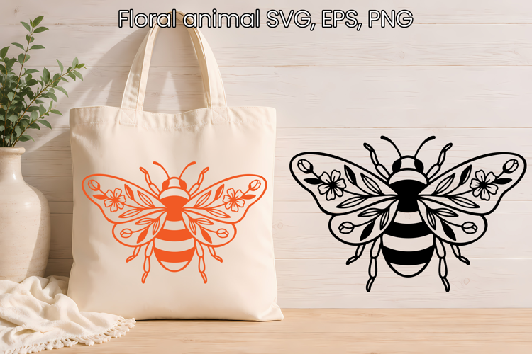 Floral Bee SVG Botanical Bumble Bee Design