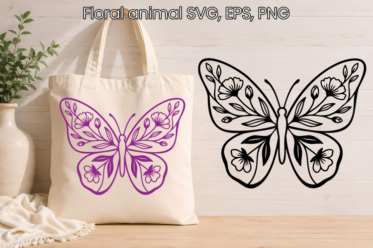 Elegant floral butterfly SVG design