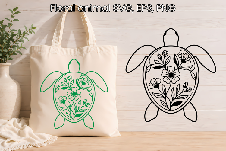 Beautiful floral sea turtle SVG design