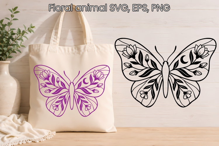 Floral Butterfly SVG Celestial Botanical Design