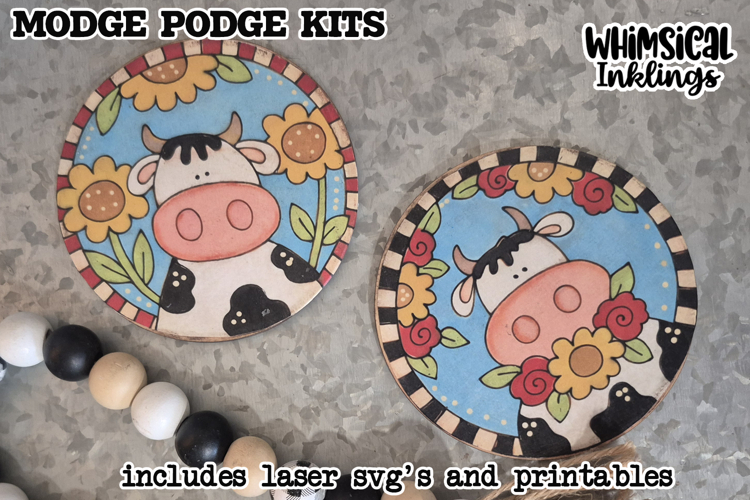 Flower Cow Magnets Modge Podge SVGs and Printables
