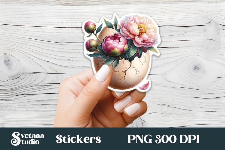 Floral Easter egg sticker | Spring printable clipart PNG