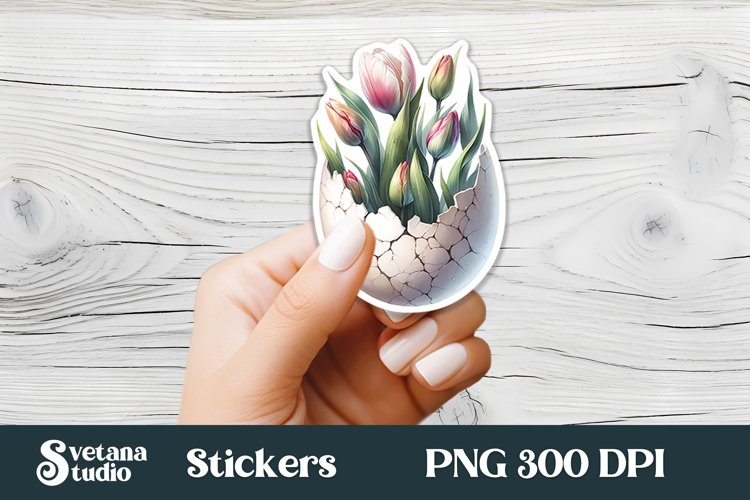 Floral Easter egg sticker | Spring printable clipart PNG